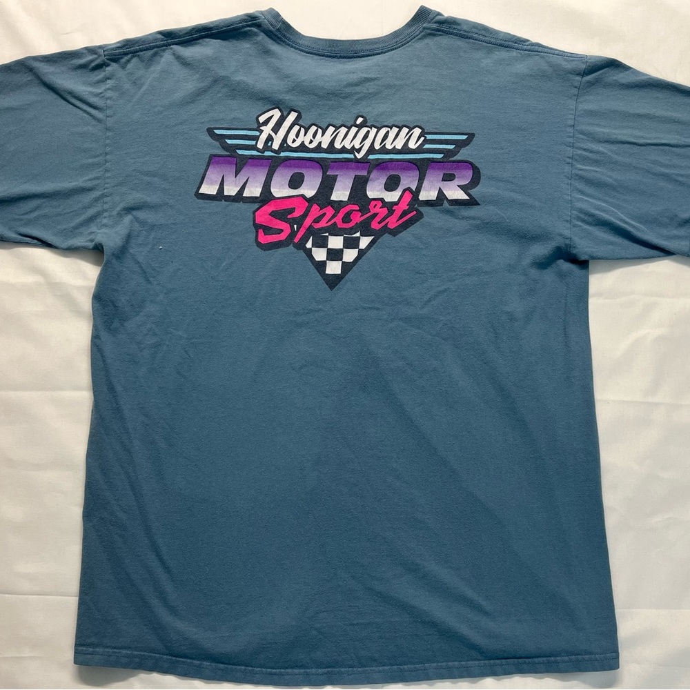 The Hoonigan Motor Sports Shirt is a graphic print T-shirt